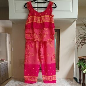 Red, Salmon, Orange Summer Lounge Wear Set Size XS-S